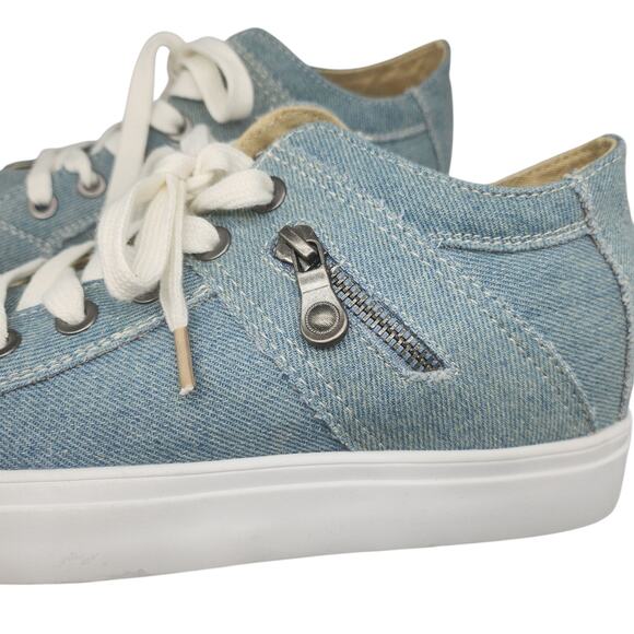 Denim Sneakers Womens 8 Light Wash Platform Zipper Hipster Lace Up Low Tops - Picture 8 of 14